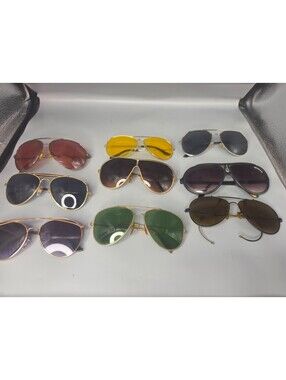 Vintage Aviator Sunglasses Lot 9 Pair of Unbranded Shades in Various Conditions
